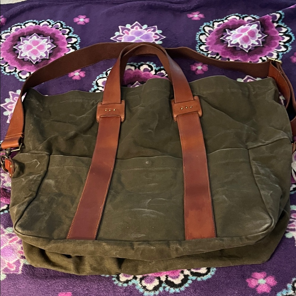 Free People Olive and Brown Travel Bag